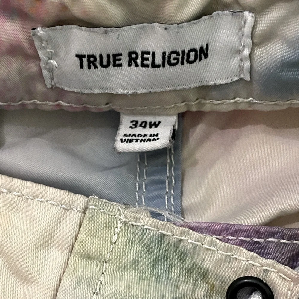 TRUE RELIGION Ricky Relaxed Straight‎ Tie Dye Board Shorts SZ 34